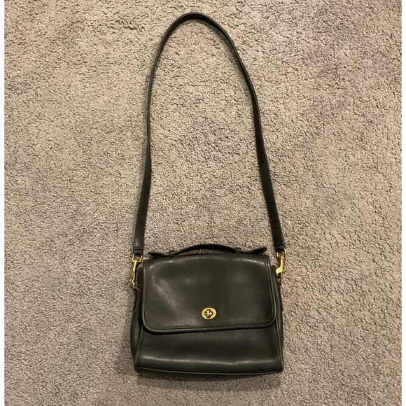 SOLD! SOLD! 9870 Court black leather crossbody shoulder dress purse tote bag - Picture 8 of 8